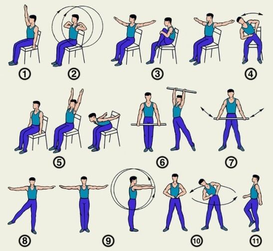A number of exercises for osteochondrosis